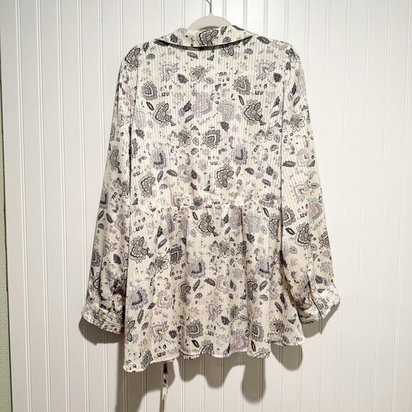 Torrid Satin Stripe Floral Collared Surplice Blouse NEW Plus Size 3X - Picture 7 of 7